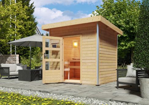 Karibu Massivholzsauna Saunahaus Norge 231x196 cm | Wandstärke 38mm