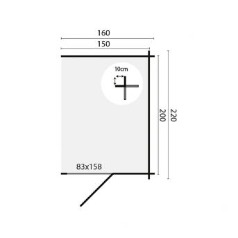 Grundriss Gartenhaus Anbau 28mm 160x220cm