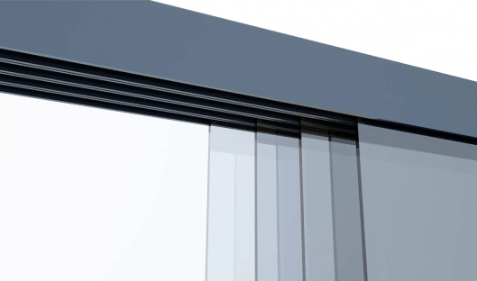 Glasschiebewand bodenschiene Führung oben