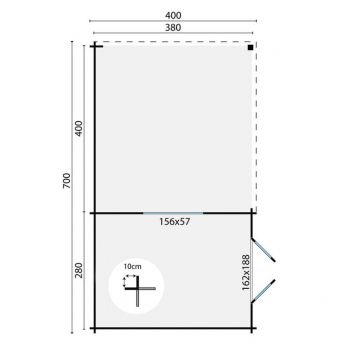 Grundriss Gartenhaus Anton 40mm Grün Imprägniert 300+400x400cm