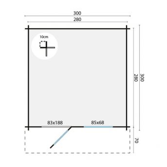 Grundrisss Gartenhaus Bo300x300+70cm