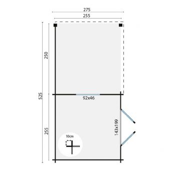 Grundriss Gartenhaus Brenda 28mm 275x275cm+250cm