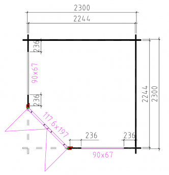 Grundriss Gartenhaus 28mm Arvin 270x270cm