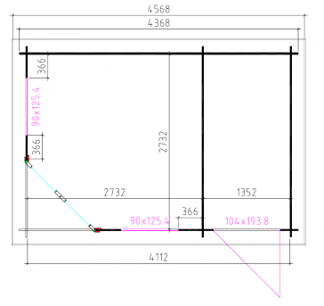Grundriss Aussen 5 Eck Gartenhaus Lebrecht  28 mm 457 x 298 cm