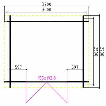 Grundriss Aussen Gartenhaus Burkhart  28mm 320x270cm