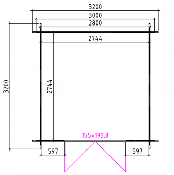 Grundriss aussen Gartenhaus Frido  320x320cm