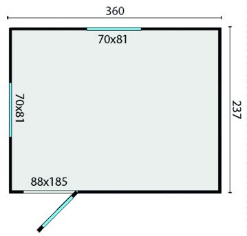 Grundriss Bauwagen 360 Joey 360x240cm