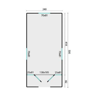 Grundriss Bauwagen 500 Kathy mit Veranda 240x500cm