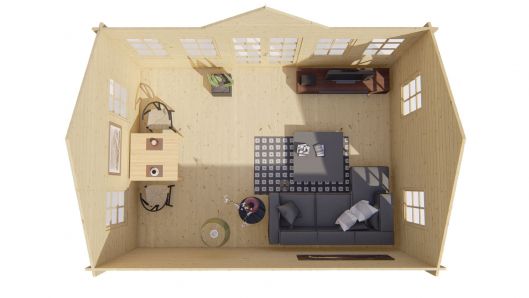 Draufsicht Gartenhaus Clockhouse Trevor 70mm 550x400cm