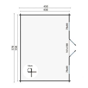 Grundriss Gartenhaus Dianne 40mm 578x450cm