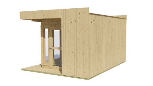 Seitliche Ansicht von Hinten Gartenhaus Elin 19mm 477x351cm