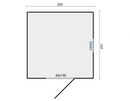 Grundriss Gartenhaus Gerätehaus Olaf 16mm 204x197cm