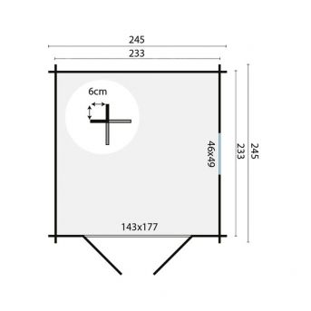 Grundriss Gartenhaus Gerätehaus Valery 19mm 245x245cm