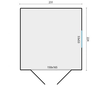 Grundriss Gartenhaus Gerätehaus Hugo 16mm 231x224cm