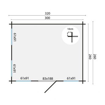 Grundriss Gartenhaus Idonea 320x260cm