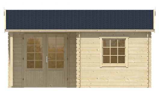 Ansicht Frontseite Gartenhaus Johan 34mm 500x410cm