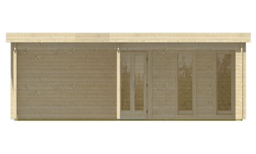 Ansicht Frontseite Gartenhaus Jutka 44mm 678x3678cm
