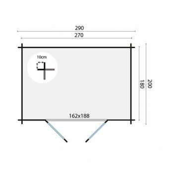 Grundriss Gartenhaus Kris 28mm 290x200cm
