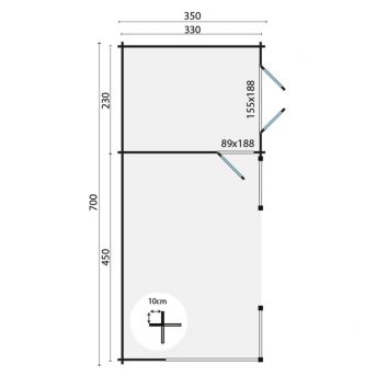 Grundriss Gartenhaus Kukka 40mm 700x350cm