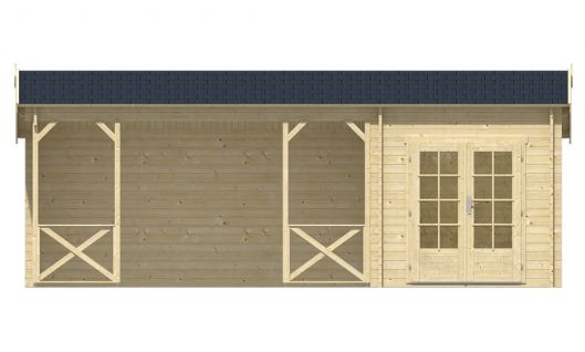 Ansicht Frontseite Gartenhaus Kukka 40mm 700x350cm