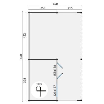 Grundriss Gartenhaus Lilou 40mm 820x490cm