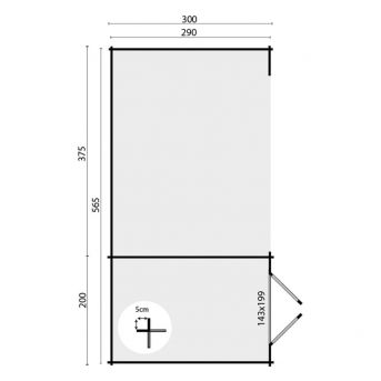 Grundriss Gartenhaus Megamodern 28mm 575x300cm