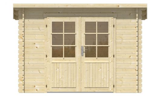 Ansicht Frontseite Gartenhaus Mila 28mm 290x260cm
