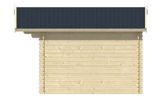 Ansicht Rechte Seite Gartenhaus Perlund 28mm 300x300 + 80cm Vordach