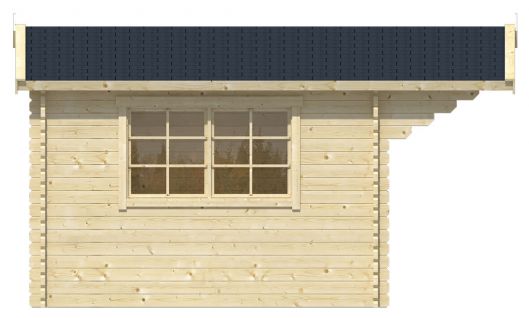 Ansicht Linke Seite Gartenhaus Riho 40mm 320x320+120cm Vordach