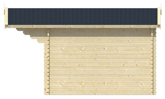 Ansicht Rechte Seite Gartenhaus Riho 40mm 320x320+120cm Vordach