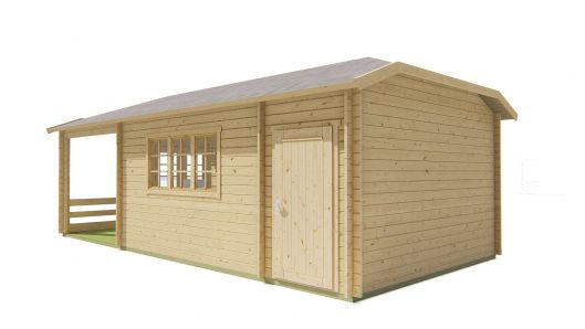 Seitliche Ansicht von Vorne Gartenhaus Sibella 44mm 850x420cm