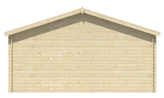 Ansicht Rückseite Gartenhaus Skyler 28mm 500x320 + 100cm Vordach