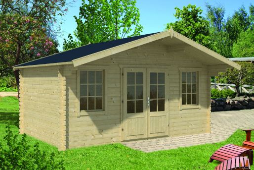 Gartenhaus Skyler 28mm 500x320 + 100cm Vordach
