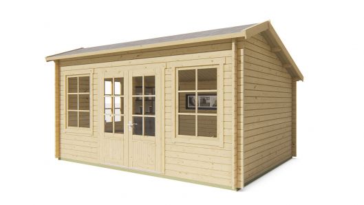 Seitliche Ansicht von Vorne Gartenhaus Tane 40mm 480x350cm