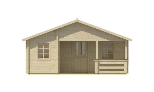 Ansicht Frontseite Gartenhaus Wochenendhaus Kay 70mm 595x800cm