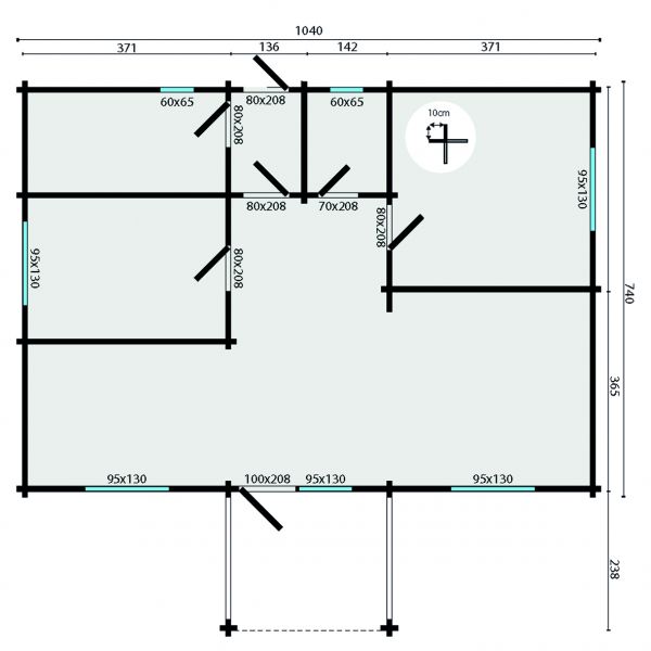 Wochenendhaus Finn 92mm 1040x978cm