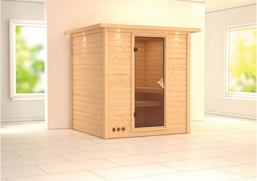Karibu Massivholzsauna Mojave 196x196 cm | Wandstärke 40mm