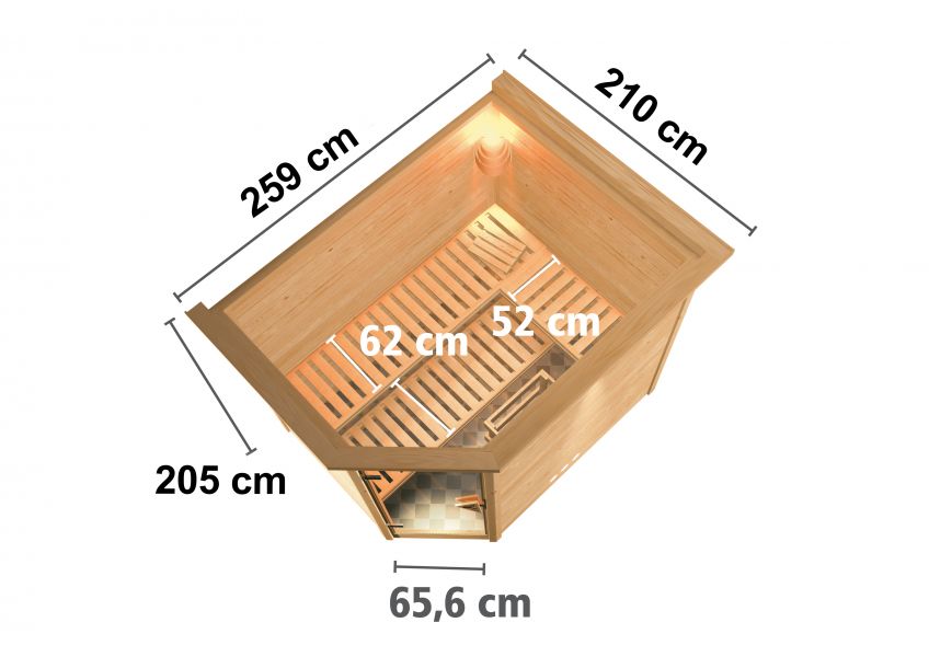 Karibu Massivholzsauna Tanami 231x196 cm | Wandstärke 40mm