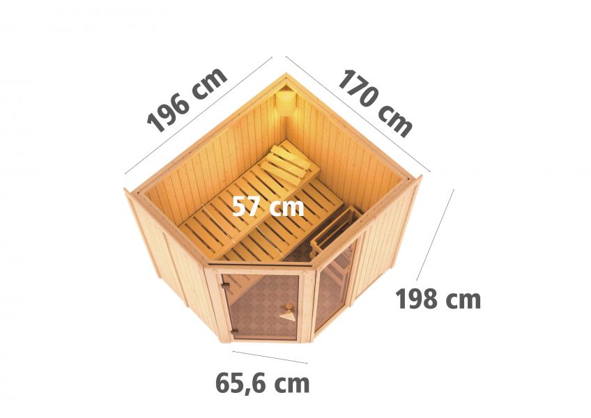 Karibu Systemsauna Fiona 3 | 231x196 cm | Wandstärke 68mm