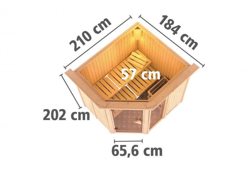 Karibu Systemsauna Fiona 3 | 231x196 cm | Wandstärke 68mm
