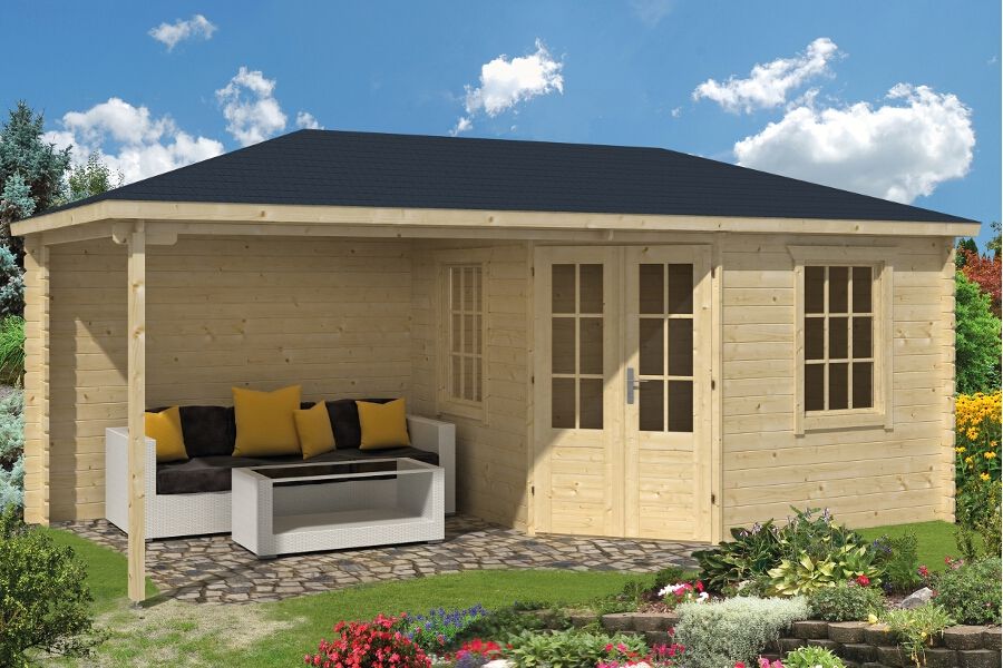 5 Eck Gartenhaus Markku 28mm 575x300cm