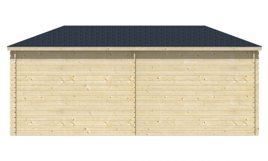 Ansicht Rückseite 5 Eck Gartenhaus Niklas 28mm 575x250cm