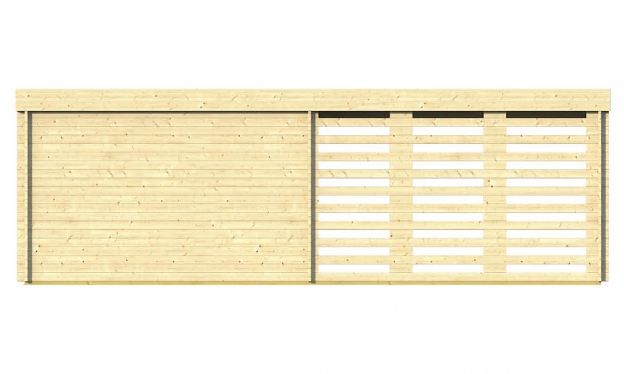 Ansicht Rückseite 5 Eck Gartenhaus Oletha 40mm 785x510cm