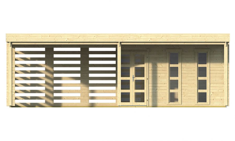 Ansicht Frontseite 5 Eck Gartenhaus Oletha 40mm 785x510cm