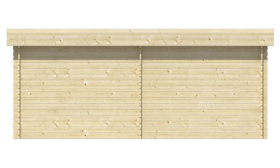 Ansicht Rückseite 5 Eck Gartenhaus Stig 28mm 500x300cm
