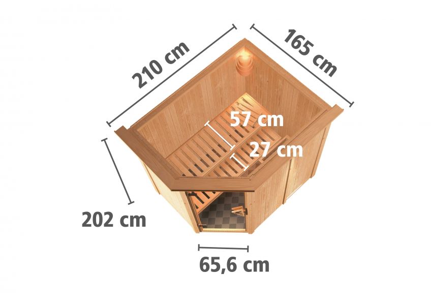 Karibu Systemsauna Saja | 196 x151 cm | Wandstärke 68mm