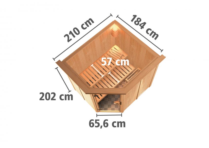 Karibu Systemsauna Lilja | 196 x170 cm | Wandstärke 68mm
