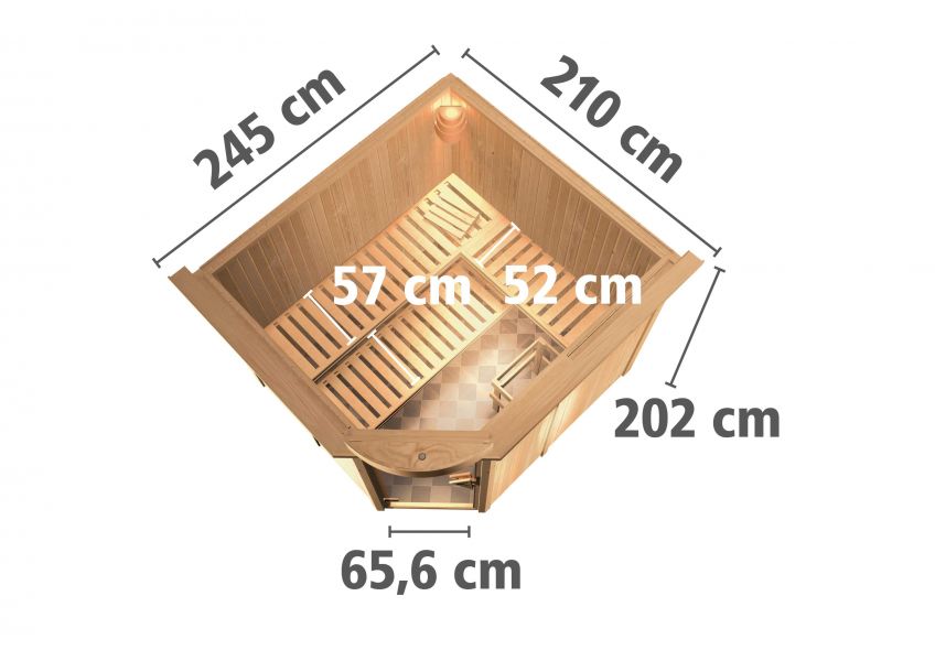 Karibu Systemsauna Fiona 3 | 245x210 cm | Wandstärke 68mm | Sparset