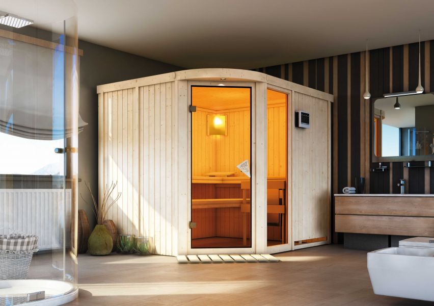 Karibu Systemsauna Lakura | 231x196 cm | Wandstärke 68mm