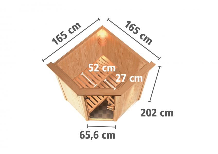 Karibu Systemsauna Nanja | 165x165 cm | Wandstärke 68mm | Sparset